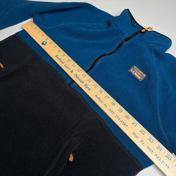 L.L.Bean Men’s XL Blue & Black Fleece Pullover Jacket – Recycled Polyester - Picture 4 of 7